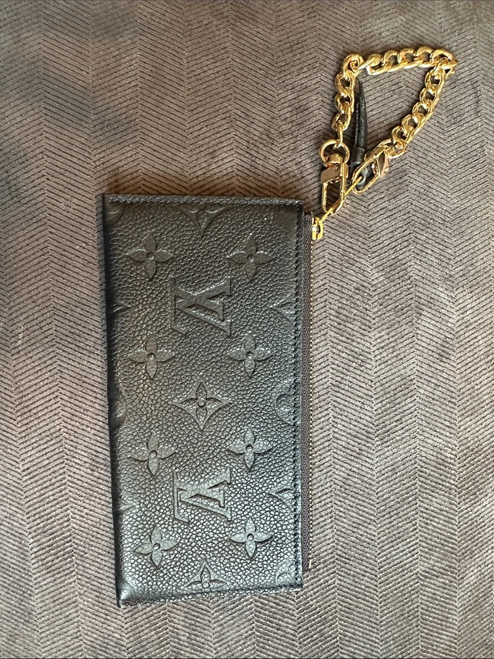 Louis Vuitton Black Empriente Embossed Monogram Zip Wristlet